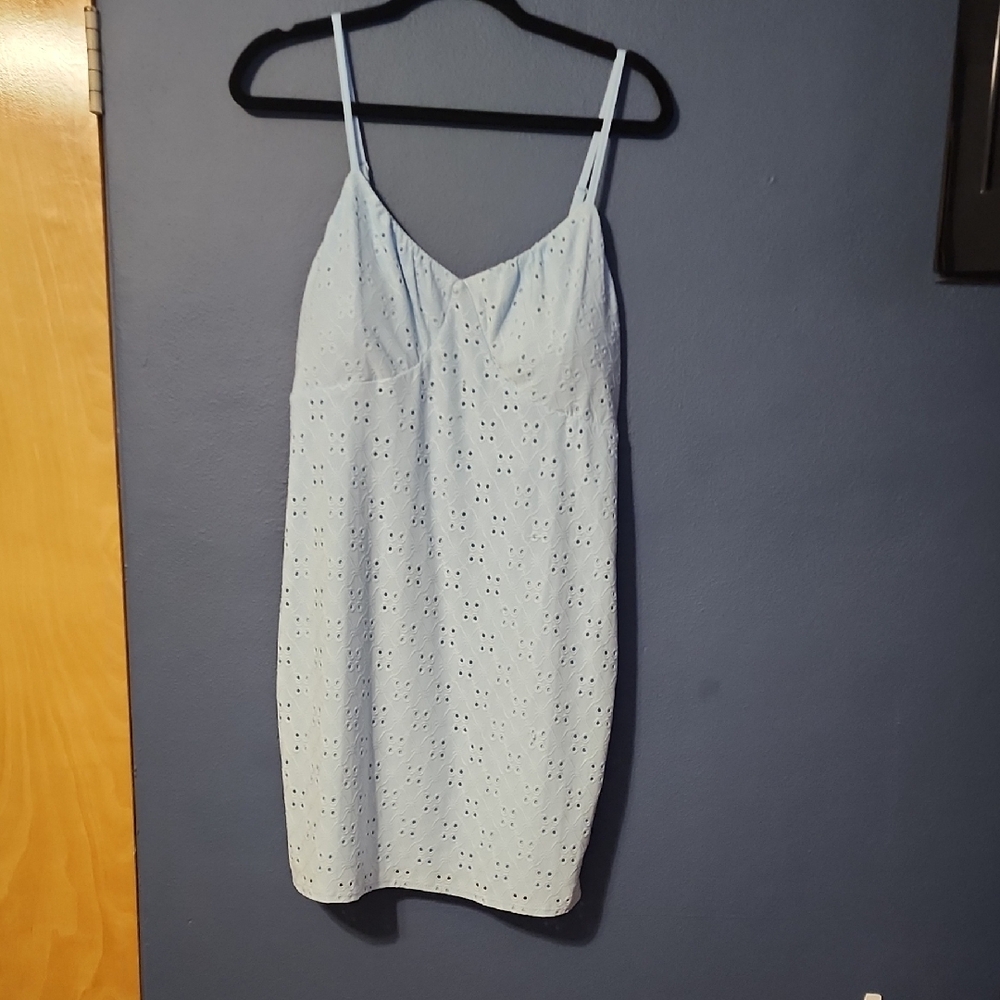 No Boundaries Light Blue Eyelet Chemise